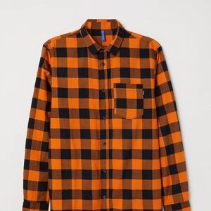 H&M Orange and Black Checkered Flannel Shirt (Used)